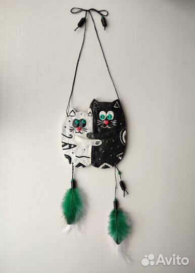 Сувенир кот с рыбками на стену