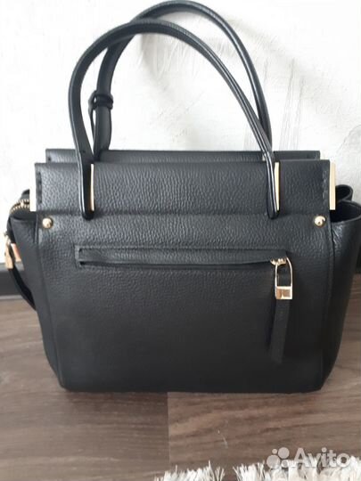 Сумка черная нат.кожа