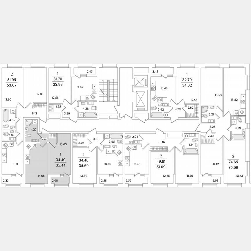 1-к. квартира, 35,4 м², 8/14 эт.