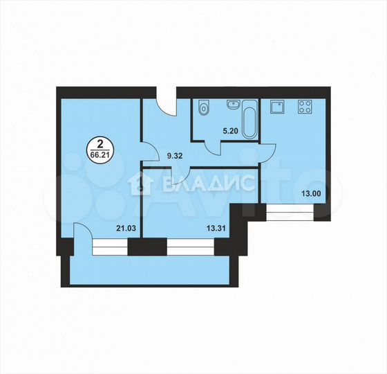2-к. квартира, 67 м², 3/14 эт.
