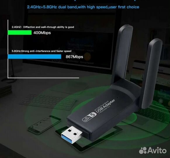 Двухдиапазонный usb 3.0 wifi адаптер с BT 4.2