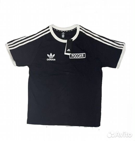 Футболка adidas Россия черная мужская эксклюзив
