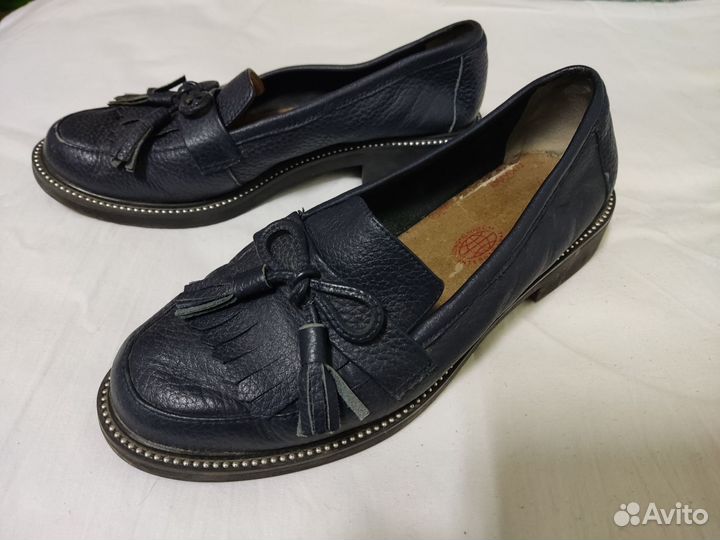 Мокасины женские синие 37 размер кожаные