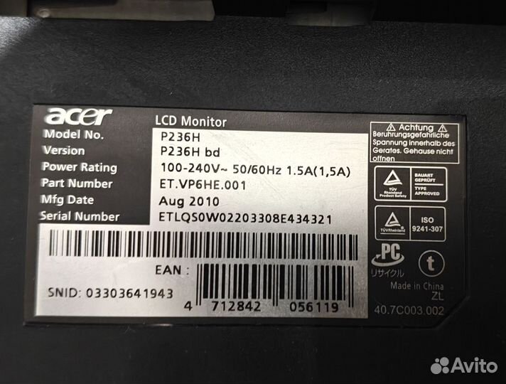 Монитор Acer p236h