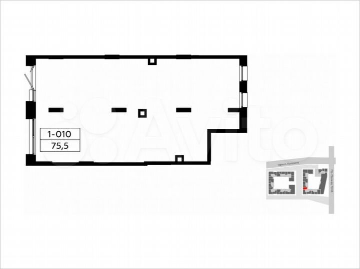 Продается торговое помещение площадью 75.5 кв.м