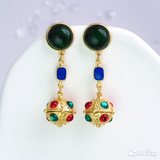 Стильный яркие длинные серьги новые