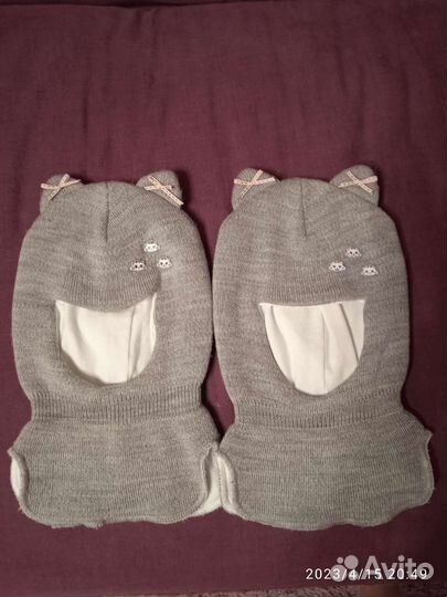 Шапка шлем демисезонные для двойни