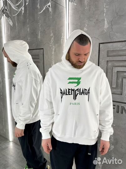 Белое худи мужское