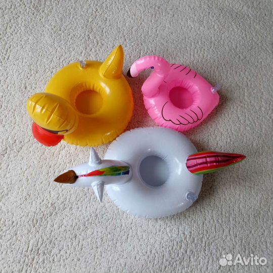 Надувной подстаканник единорог уточка фламинго
