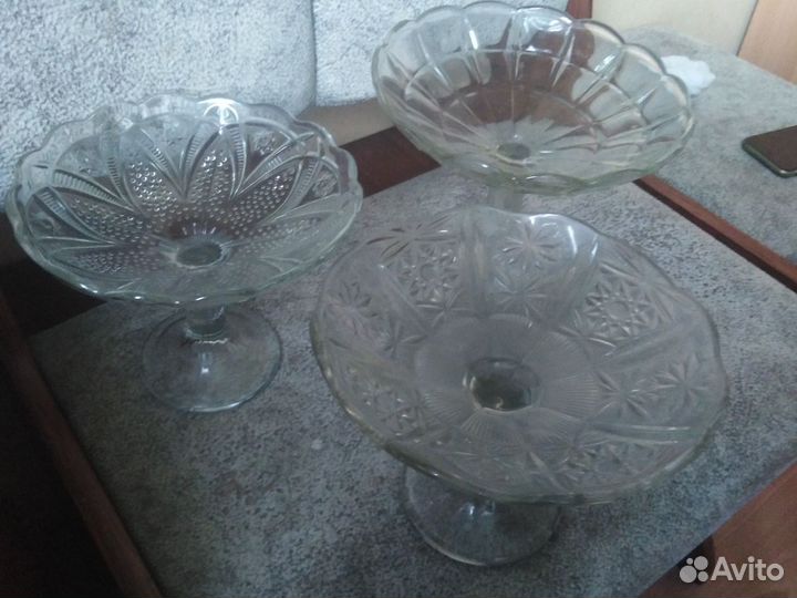 Стеклянные вазы фруктовницы СССР