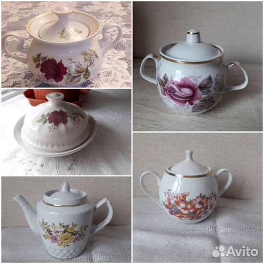 Маслёнка,сахарницы,чайник СССР