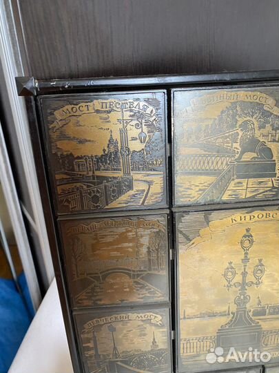 Картина медная чеканка СССР с мостами Ленинграда