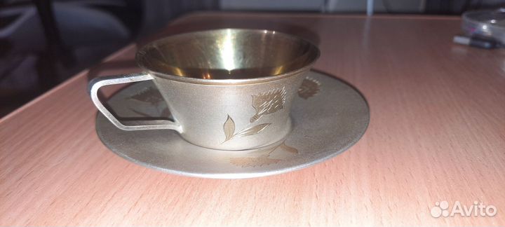 Чашка с блюдцем. СССР. Серебро с позолотом
