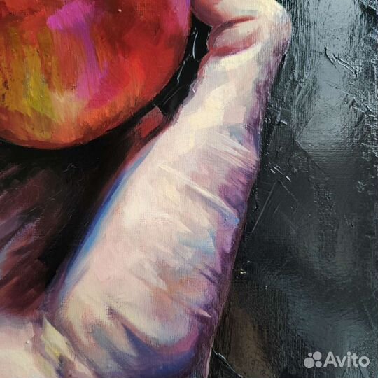 Картина маслом с яблоком