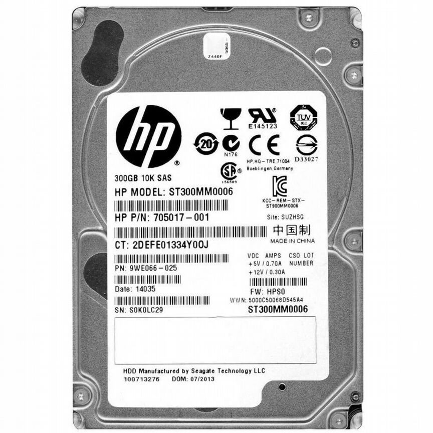 [705017-001] Жесткий Диск Hp 300gb Sas 2,5" Hdd 705017-001