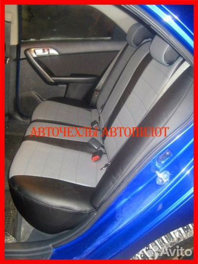 Чехлы Автопилот Kia Cerato 2 из экокожи чёрно-серы