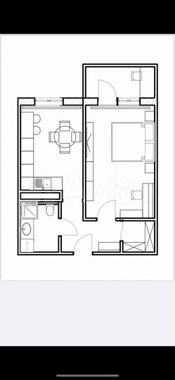 1-к. квартира, 40 м², 4/4 эт.