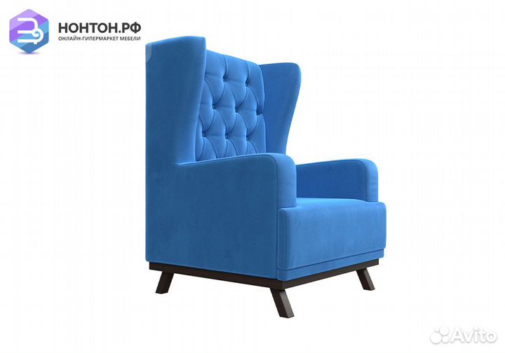 Кресло Джон Люкс велюр голубой
