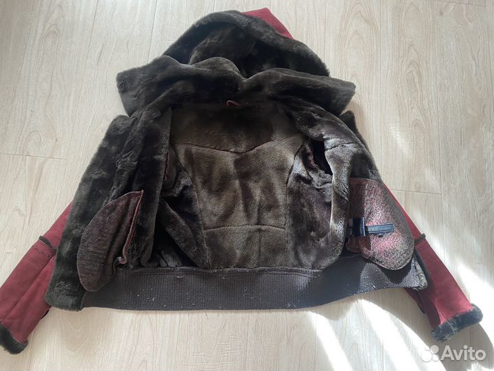 Дубленка натуральная женская 42 44 с капюшоном