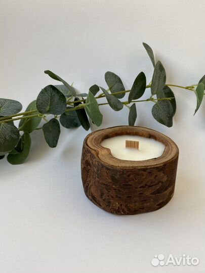 Свеча в натуральном дереве