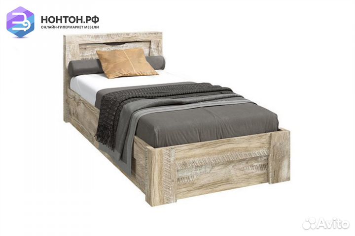 Кровать Ривьера 0.9 м дуб юкон / бетон темный