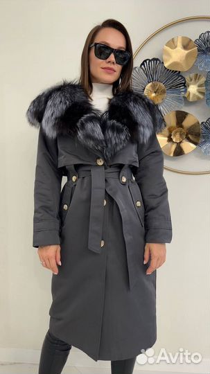 Парка удлиненная с натуральным мехом зимняя