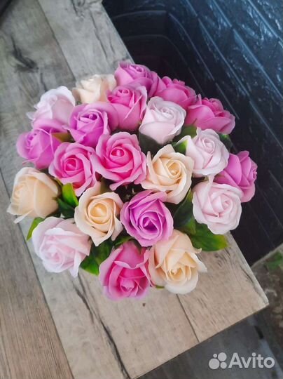 Мыльные розы в коробке