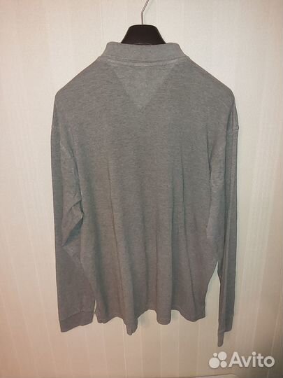 Поло однотонный с длинным рукавом. 3XL