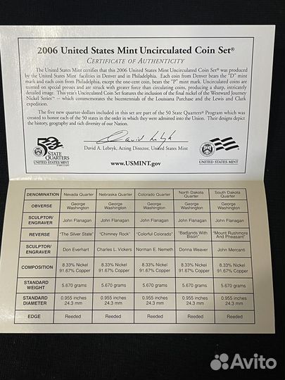 Годовой набор 2006 год США P и D минт