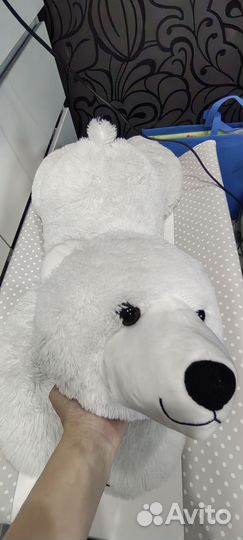 Большой белый плюшевый медведь / мягкая игрушка