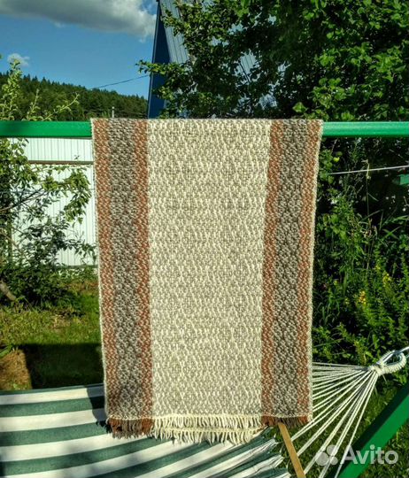 Дорожка домотканая (половик) шерстяная коричн