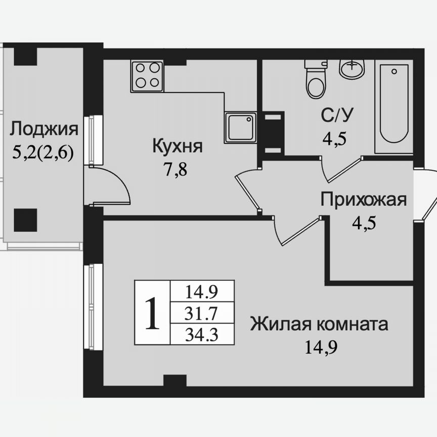 1-к. квартира, 36,9 м², 14/15 эт.
