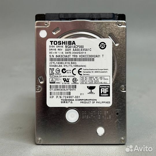 Жесткий диск Toshiba 500Gb (MQ01ACF050)
