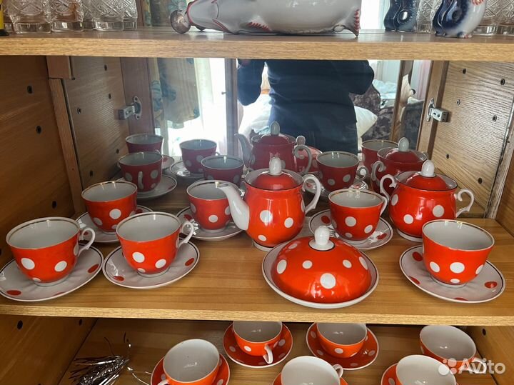 Чайный сервиз в горошек СССР барановка