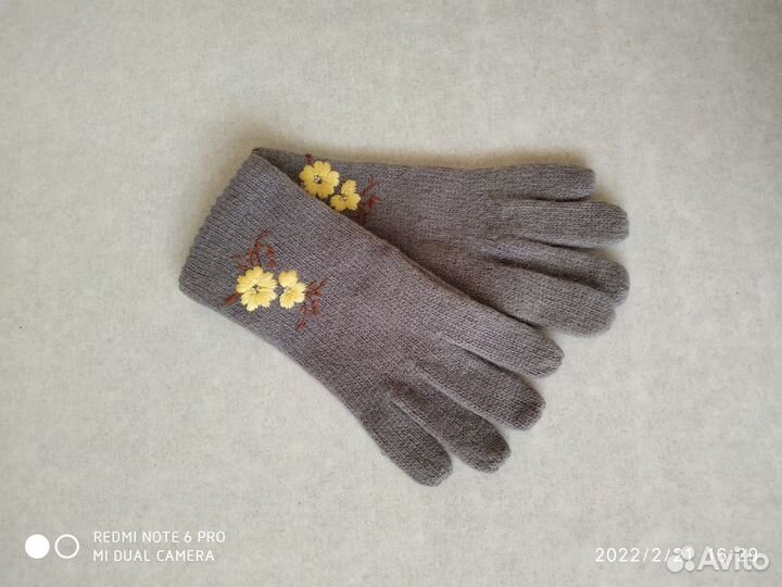 Перчатки женские вязаные, новые, ангора