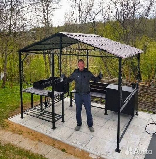 Мангал лофт с крышей