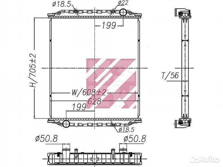 Радиатор MAN 705x608x56 (без рамки)