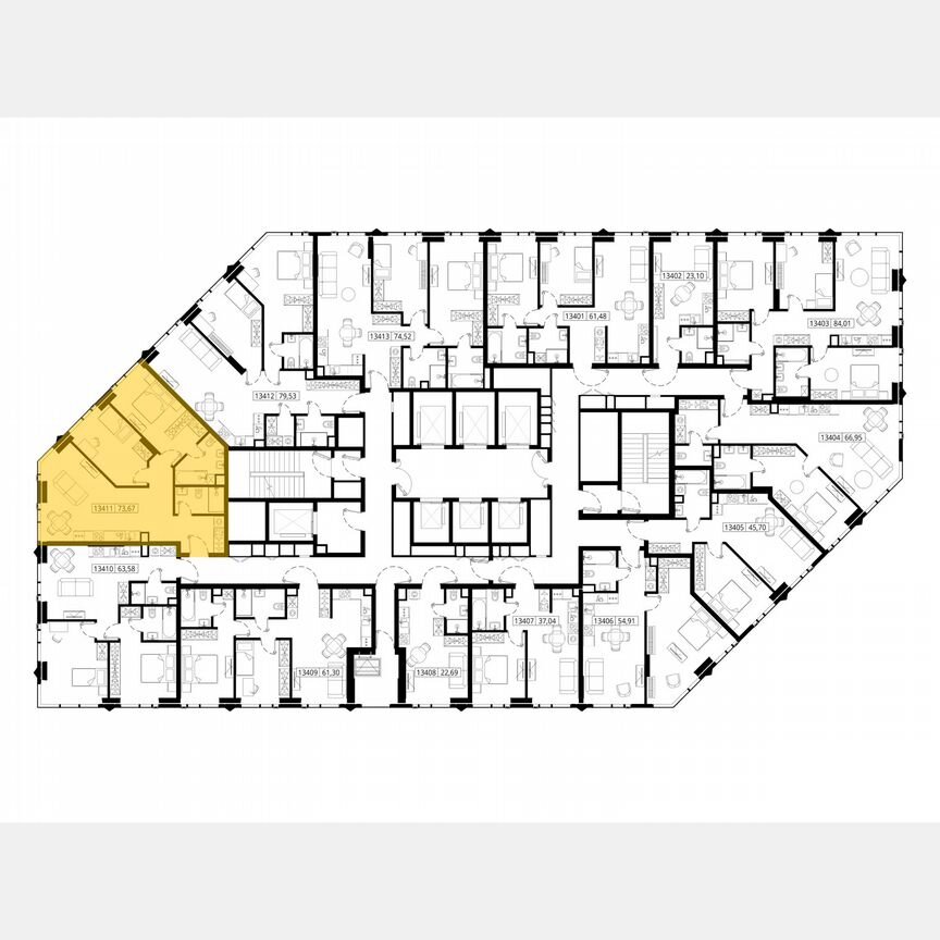2-к. квартира, 73,3 м², 34/55 эт.