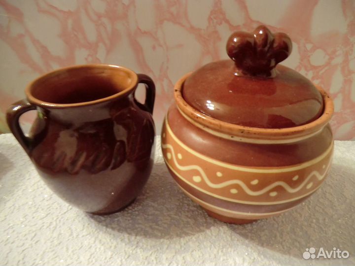 Глиняный горшок псковский 0.5 +кувшин
