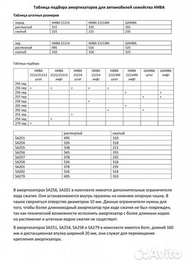 Амортизатор Нива 21214М перед, лифт 50мм SA201