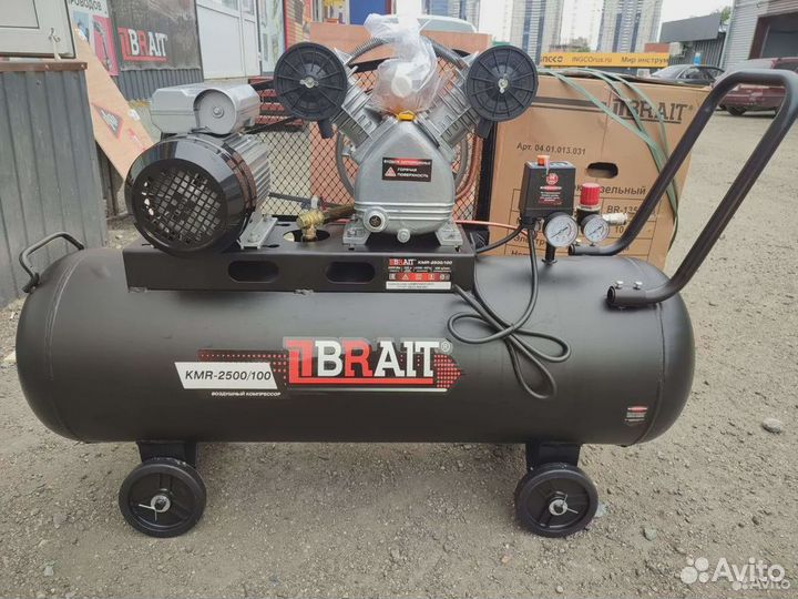 Компрессор 100л Brait KMR-2500/100 450л/м ременной