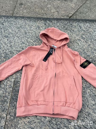 Зип худи stone island розовая