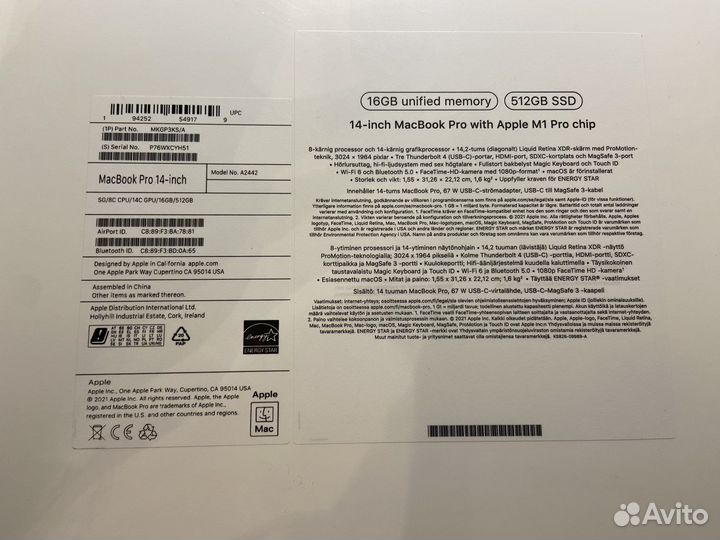 MacBook Pro 14 M1 Pro, 512 ssd (Новый)