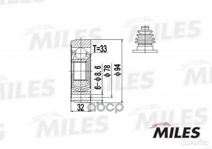 ШРУС внутренний GA10001 Miles