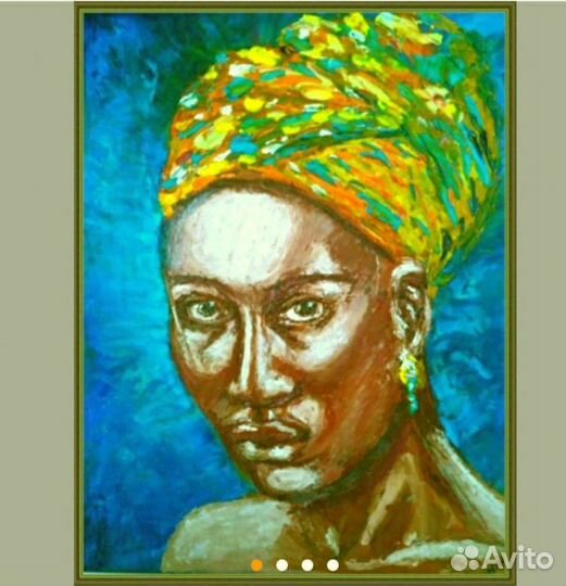 Картина маслом,холст,портрет негритянки