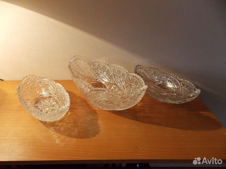 Хрустальные вазы-ладьи