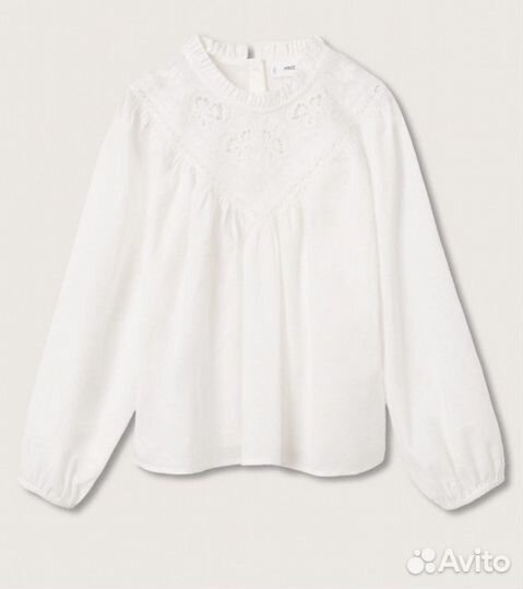 Блузка белая для девочек 152 см для школы Mango