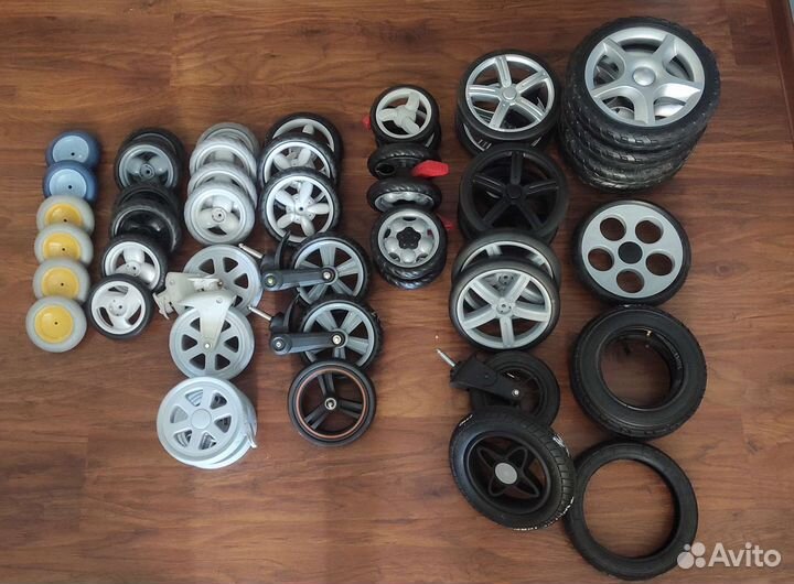 Колеса, покрышки и камеры для детской коляски, оси