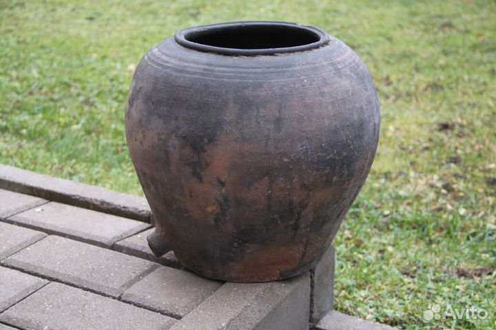 Горшок большой глиняный старинный 19 век Посуда №2