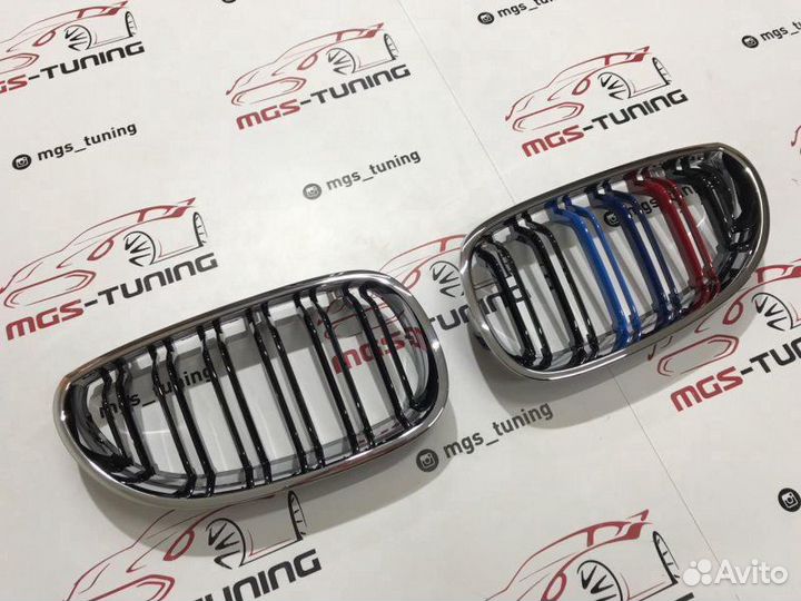 Ноздри BMW 5 серии е60 хром обод с триколором